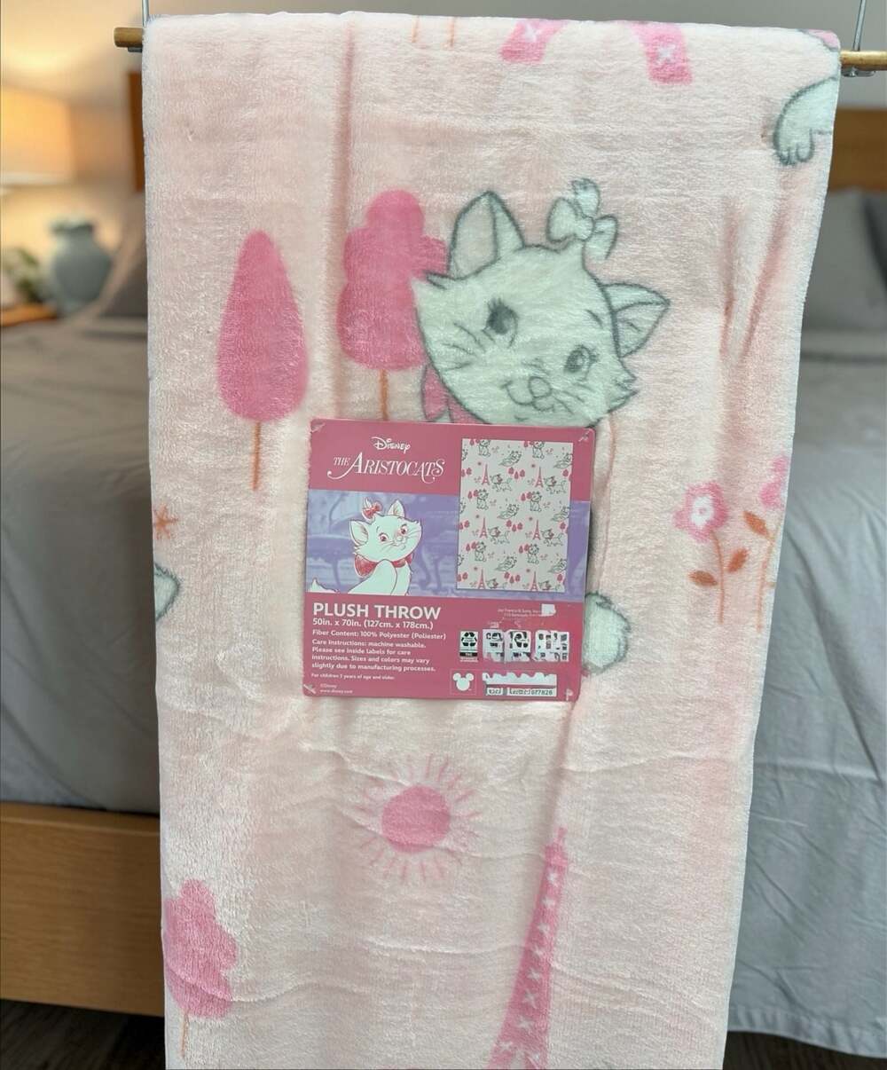 The Aristocats Marie by Disney Pink Eiffel Tower Plush Throw Blanket 50x70